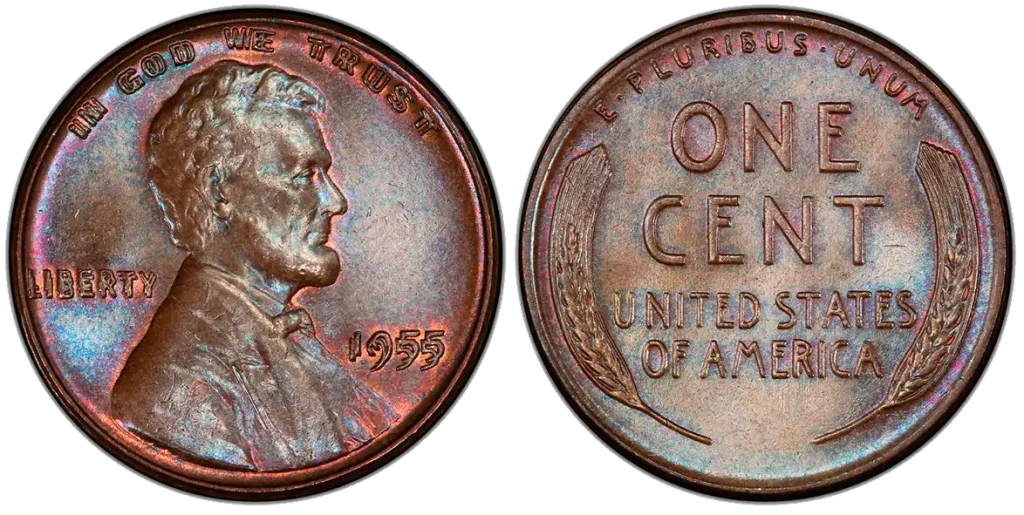 1955 1C Doubled Die Obverse BN Regular Strike