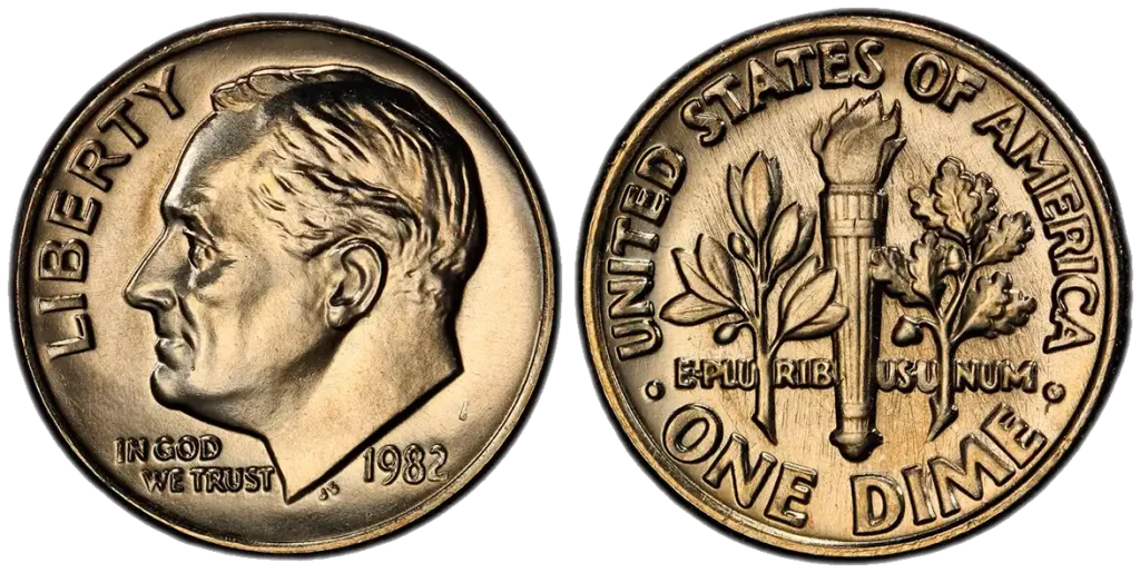 1982 10C No Mintmark Strong Regular Strike